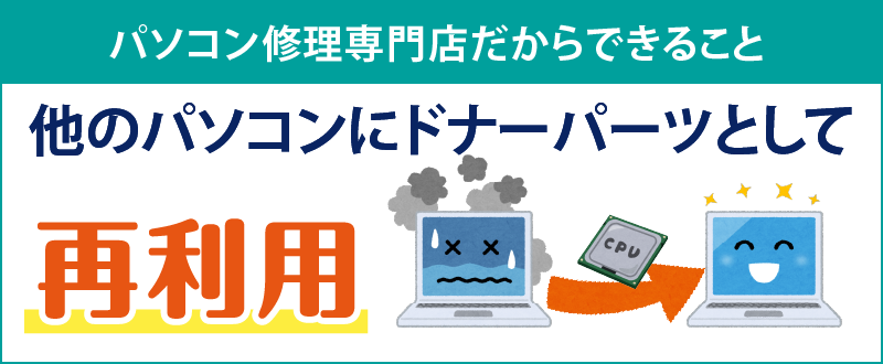 他のパソコンにドナーパーツとして再利用