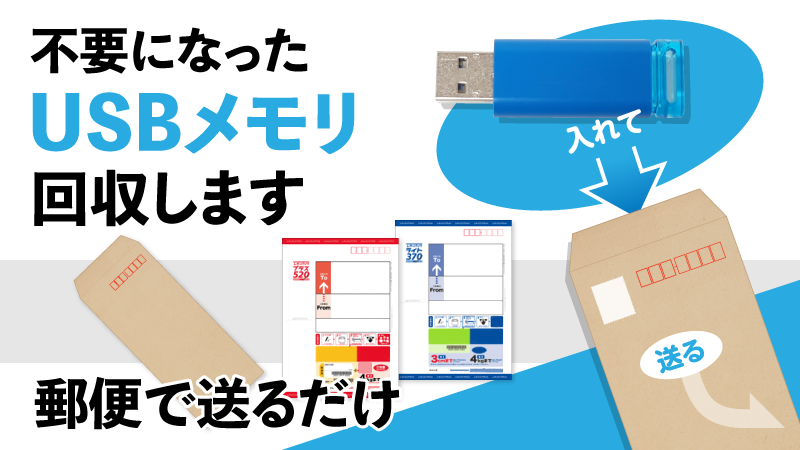 宅配便で送るだけのUSBメモリ無料回収処分