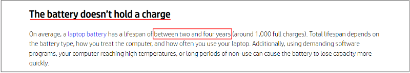 HPのバッテリー寿命は2-4年の見解